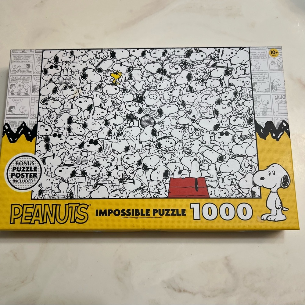 Peanuts Yellow and Black Impossible Puzzle Snoopy and Woodstock